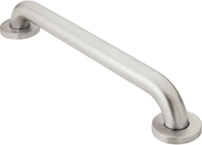 short stainless steel grab bar with concealed mounting covers at each end